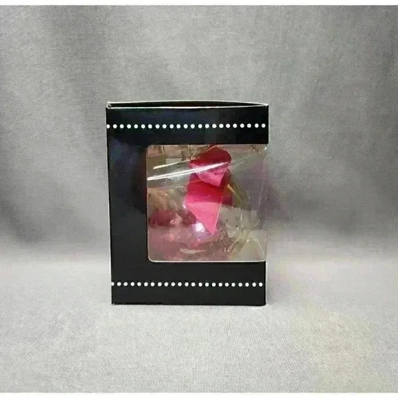 Christmas Ornament 3.5" Glass Ball - Charming Charlie White Christmas / Red Wine - Picture 6 of 6